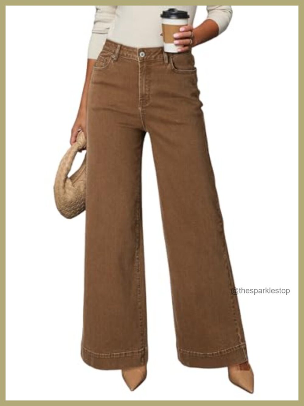 High Waisted Wide Leg Stretchy Denim Jeans for Women